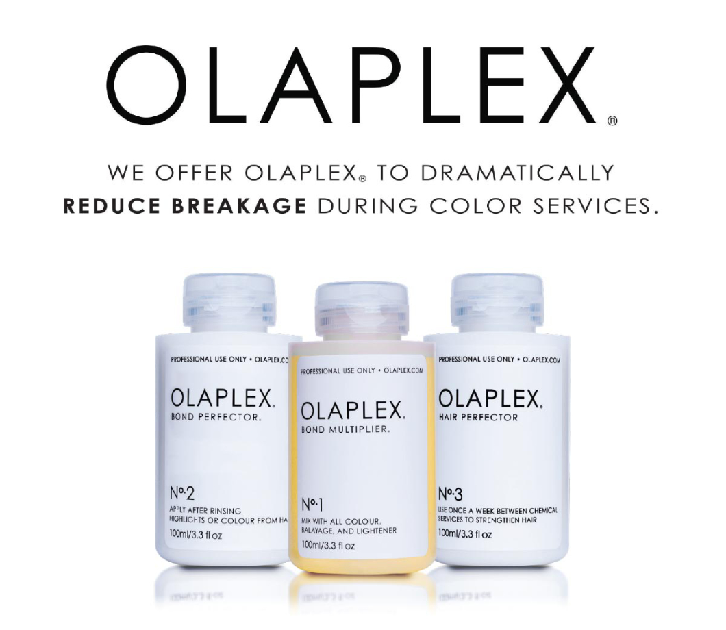 3 olaplex products. bond perfector, bond multiplier and hair perfector